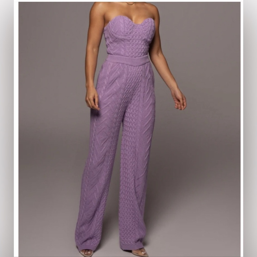 Brand new with tags JLUXLABEL Lavender knit pants + corset top